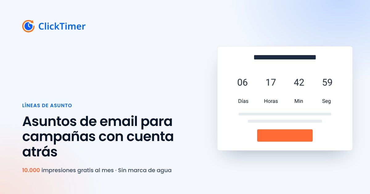 Asuntos de email que acompañan a una cuenta atrás