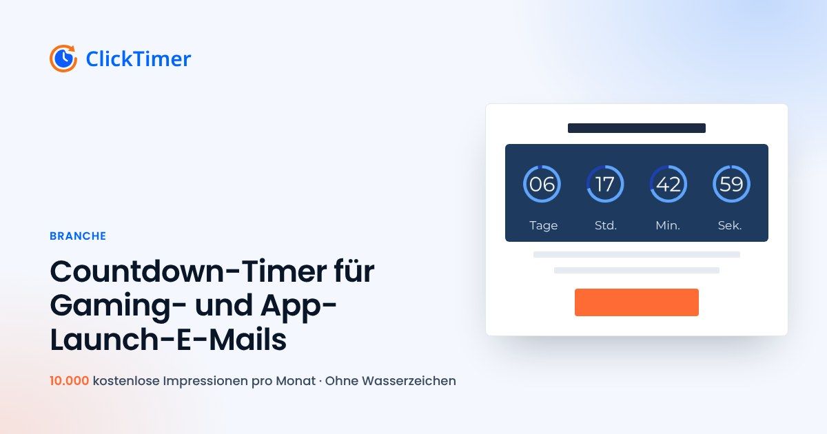 Countdown-Timer für Gaming- und App-Launch-E-Mails