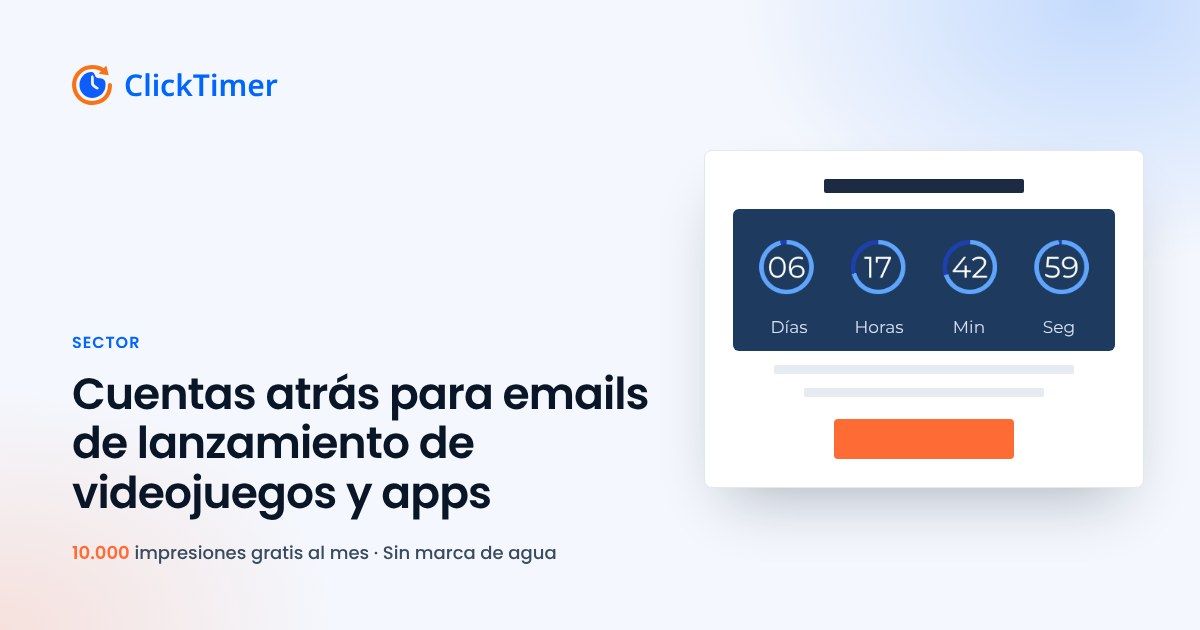 Cuentas atrás para emails de lanzamiento de videojuegos y apps